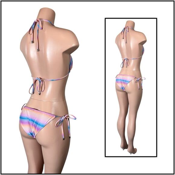 Beach Bunny Lover Triangle Top & Lover Tie Side Thong - Dawn Ombre $240 - Picture 7 of 12